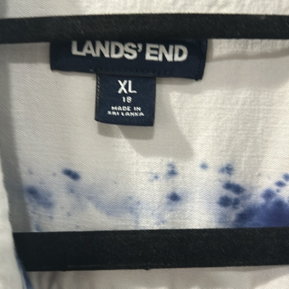 Lands End Blue and White Striped Button-Up Shirt Size 18 - Picture 3 of 5